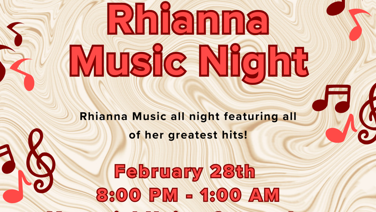 Rhianna music night flyer is beige and pink-red