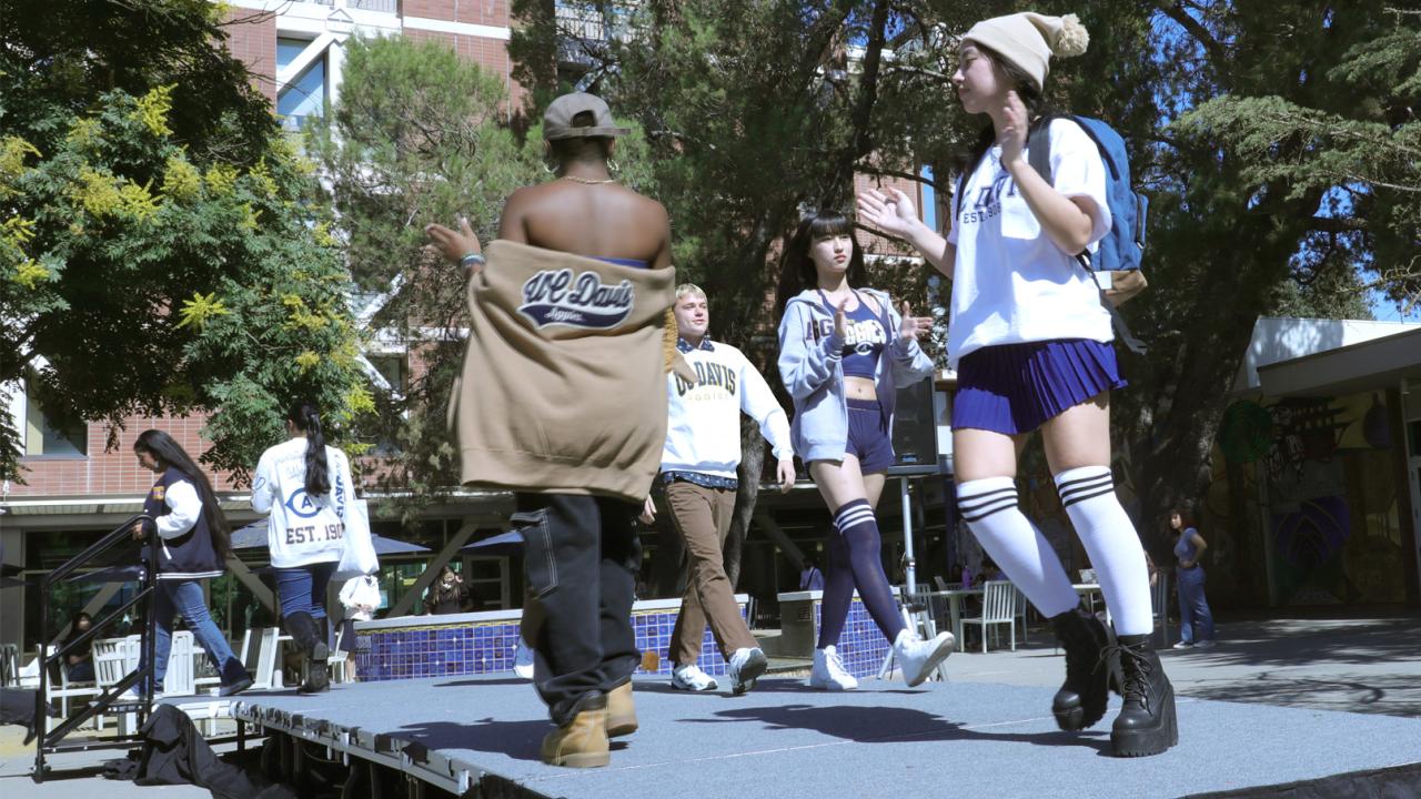 uc davis student models at the 2024 back to school fashion show at the memorial union