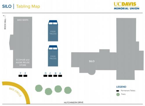 Map of Silo Union and Food Trucks with tables shown in black