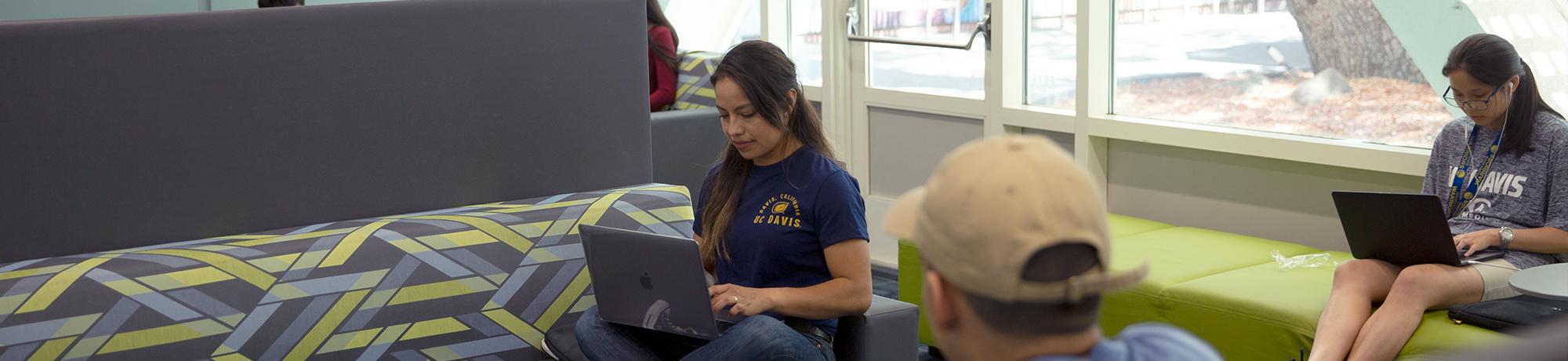 Students studying inside the Memorial Union